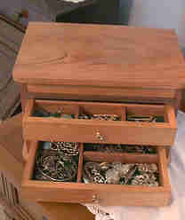 Custom Handmade Hardwood Jewelry Box - draws open