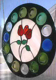 Custom Stained Glass Wine and Rose - side view