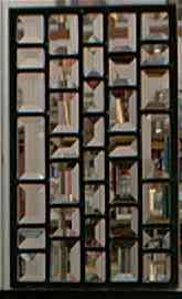 Custom Stained Glass - Bevel Door Insert at night