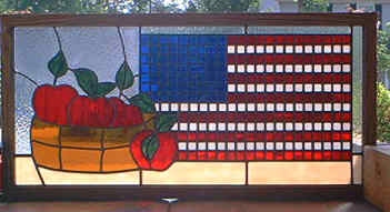 Custom Stained Glass - Apples and American Flag