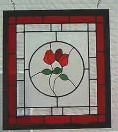 Custom Stained Glass Rose Flower Hanging