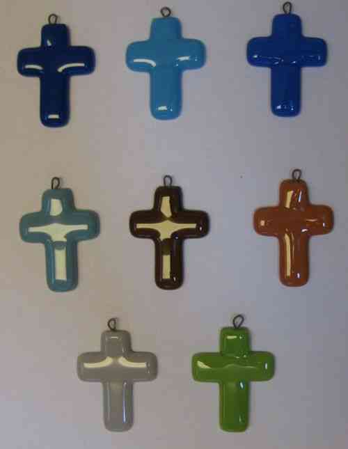 Fused Glass Pendant Cross