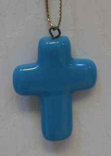 Fused Glass Blue Pendant Cross